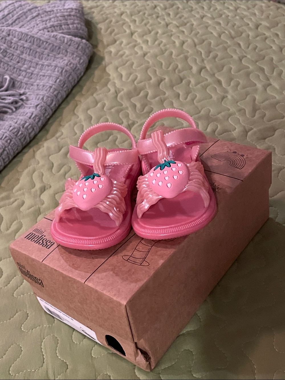 Mini Melissa Pink Strawberry Jelly Sandals for Girls